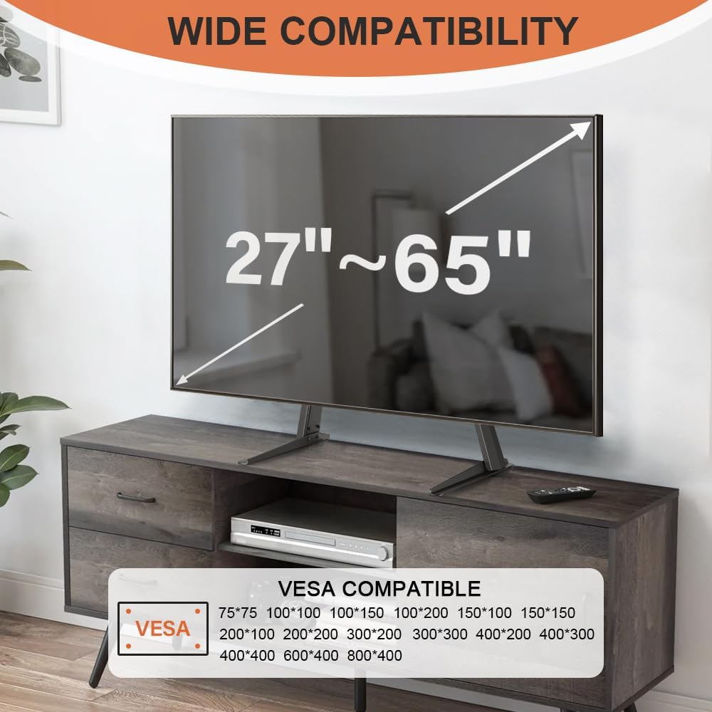 KKTONER 27-65 inch 800x400mm 88lbs Universal TV Stand Base TV for Flat Screen TV Metal Stand Legs Adjustable Table Top