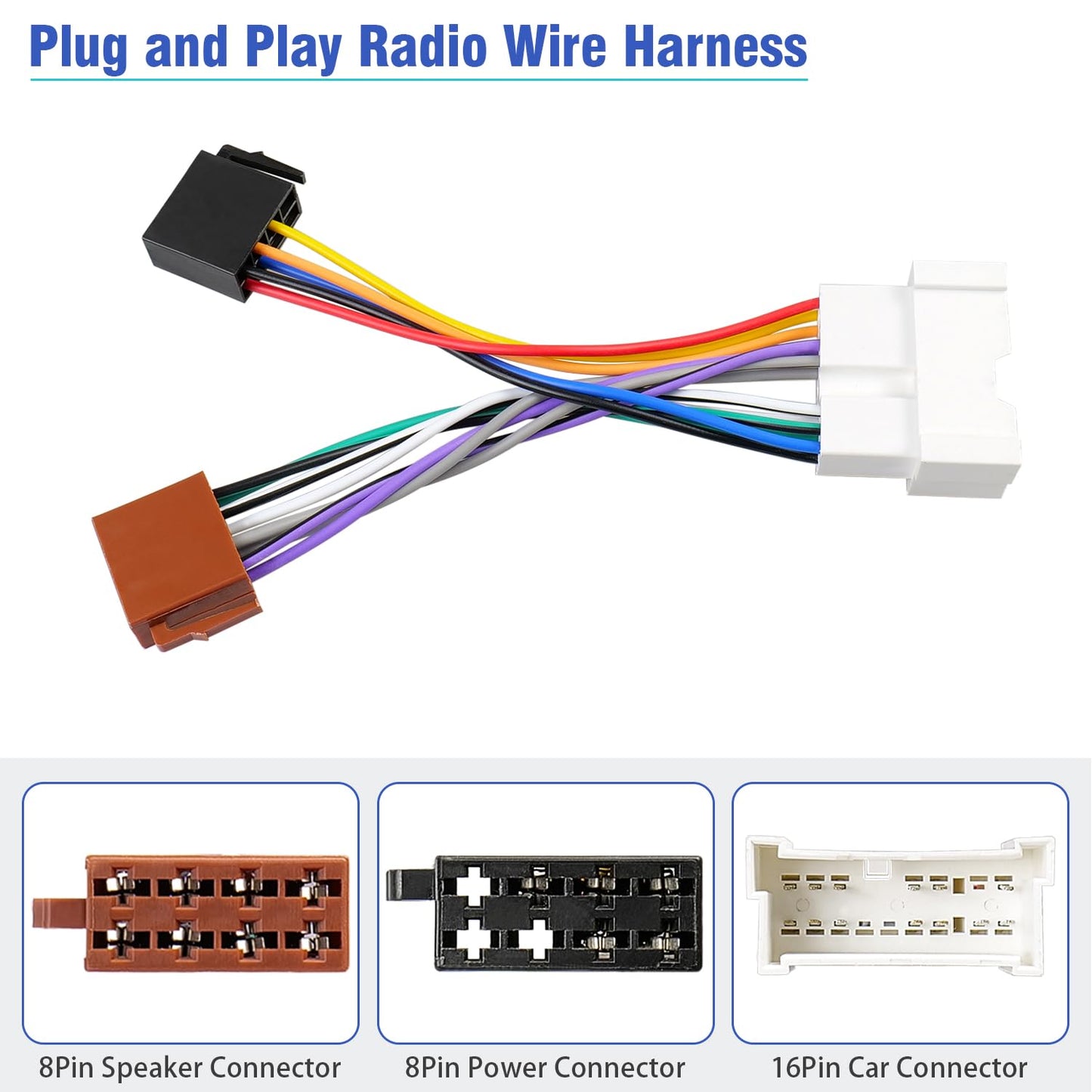 Connector,16Pin Radio Wiring Harness for Hyundai Stereo Car Radio Wire Harness Adapter Compatible with Elantra Sonata