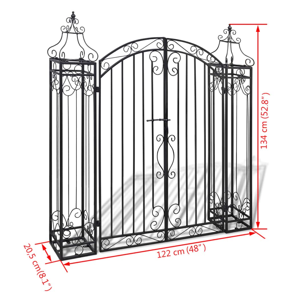 vidaXL Garden Gate, Ornamental Fence Gate with Bolt Hinge, Trellis Arch for Climbing Plants, Entrance Gate for Outdoor Backyard, Wrought Iron