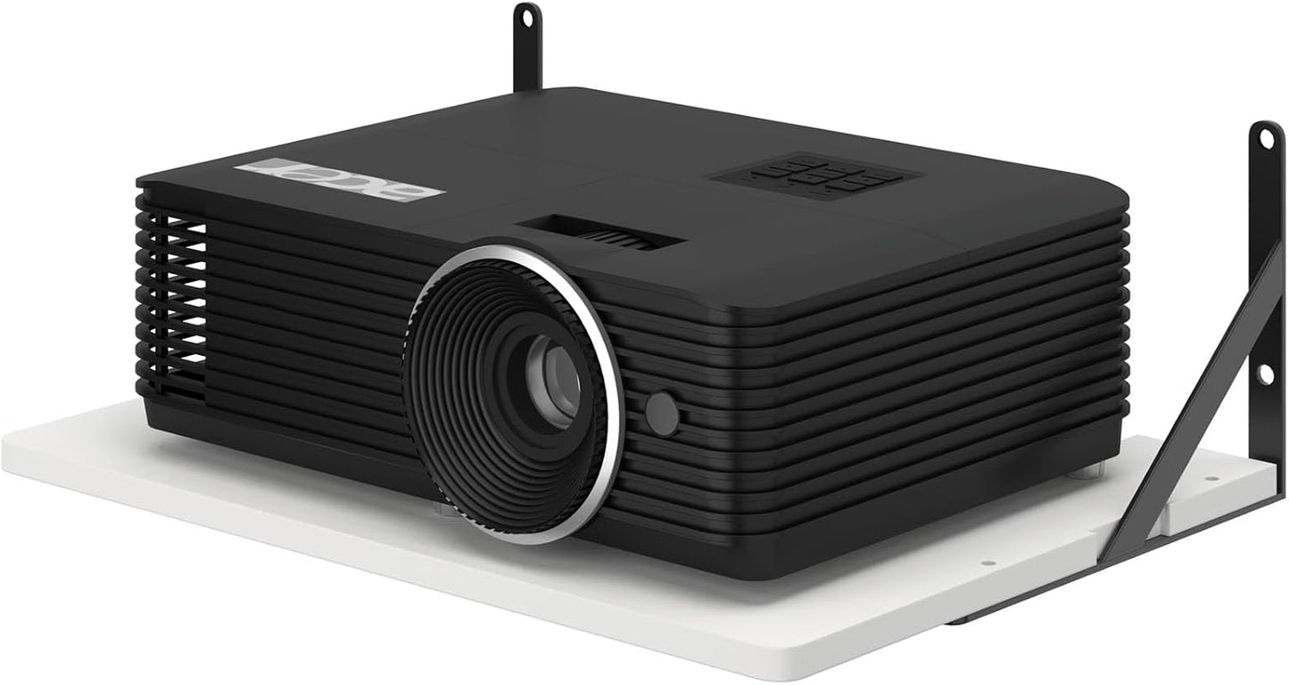 AREAJD Black White Small Mini Projector Shelf for Wall, Cable Box / Router Shelf,Floating Projector Mount, Holder Stand