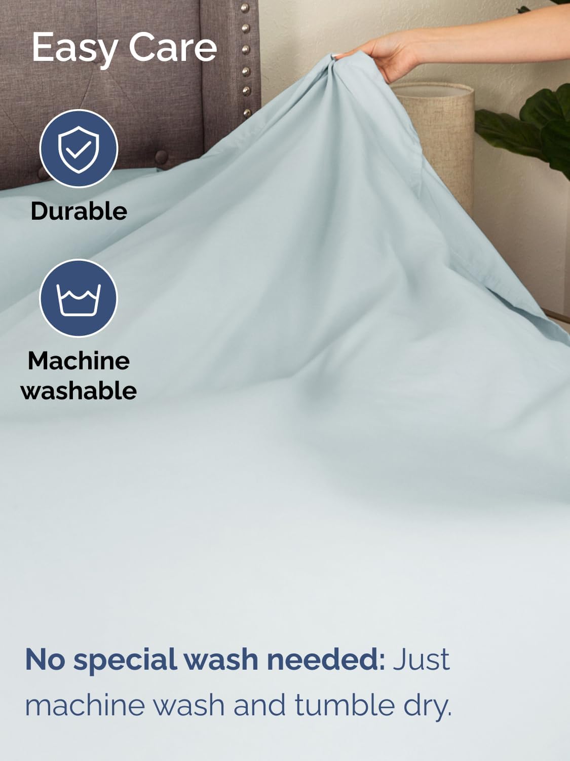 Skiennix Extra Deep Split King Sheet Set - 7 Piece Breathable Cooling Bedding - Soft Wrinkle-Free Ice Blue