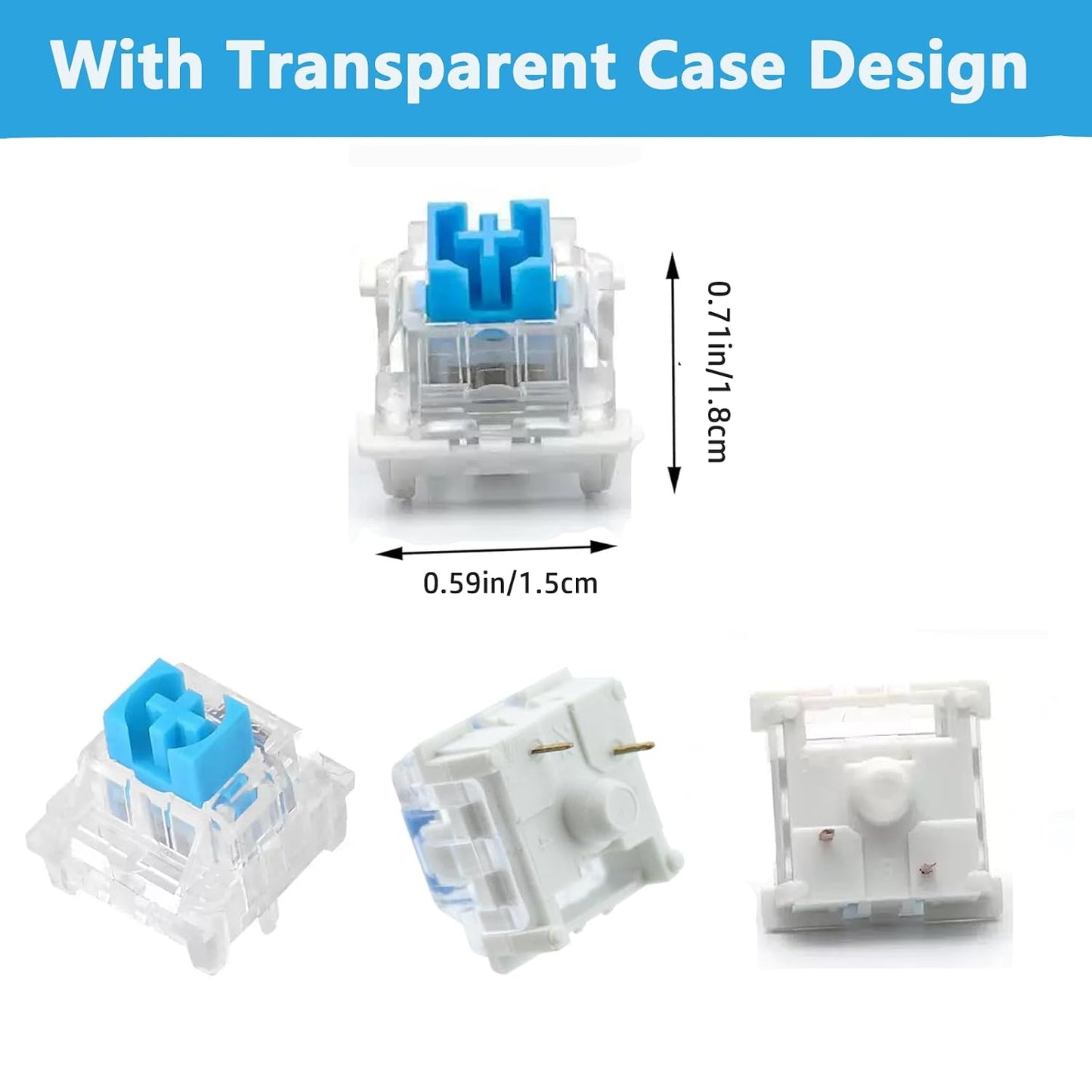 Dmopipp 12PCS 3 Keyboard Switches, Blue Keyboard Clicker Replacement PIN Mechanical Keyboard Switch Clicky Accurate