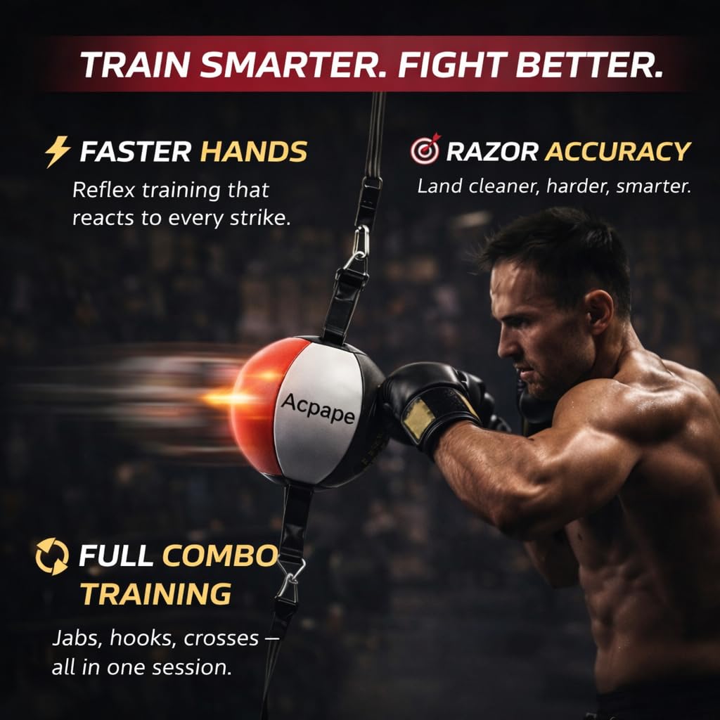 Acpape Double End Boxing Bag with Boxing Gloves - Premium Punching Bag for Speed and Reflex Training - Durable Boxing Bag for Home Workouts and Professional Training Sessions