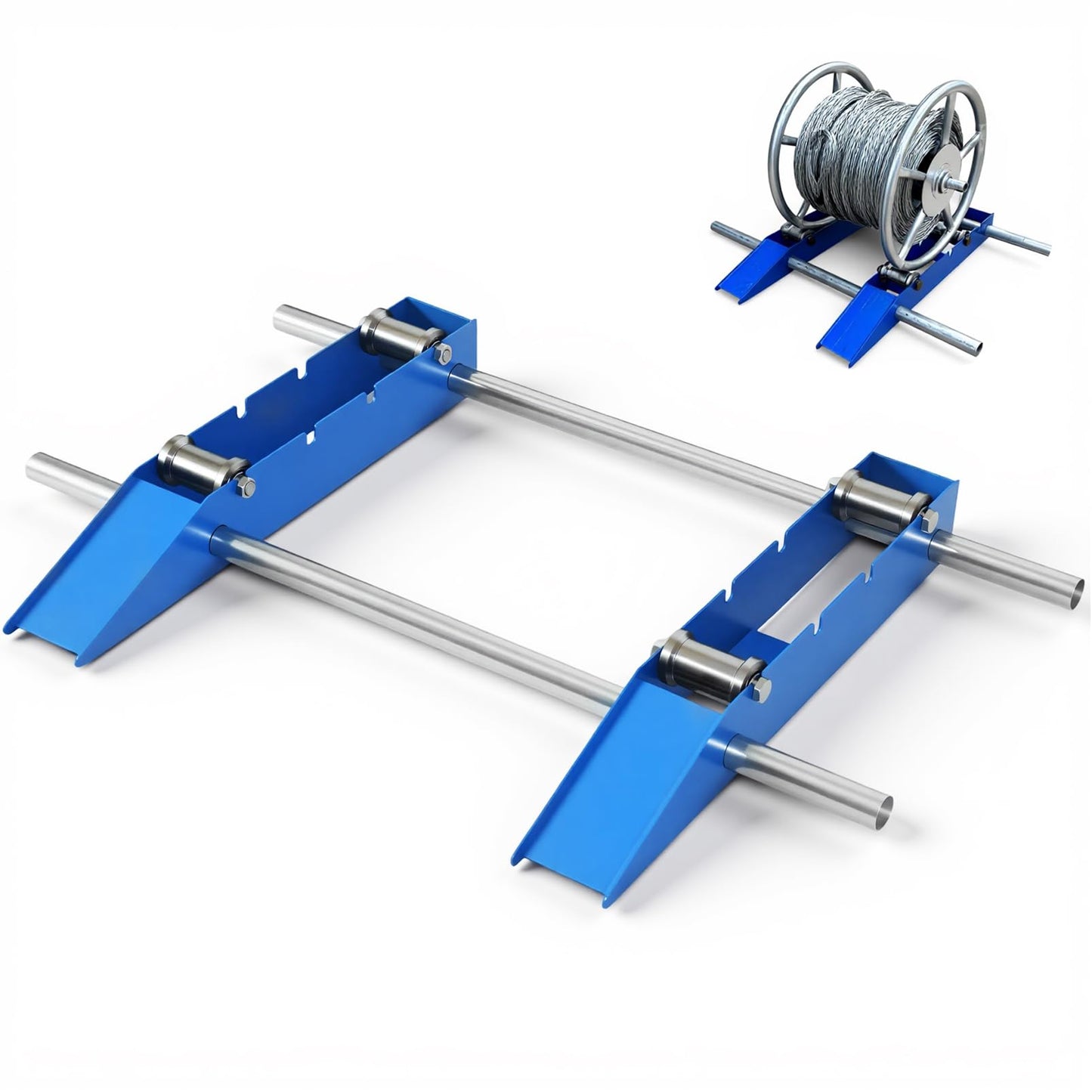 Cable Drum Roller, Heavy Duty Cable Caddy,Wire Unwinder Dispenser, Double Rail Wire Stand for Drum Reel Max 39.4in Width, 2 Ton