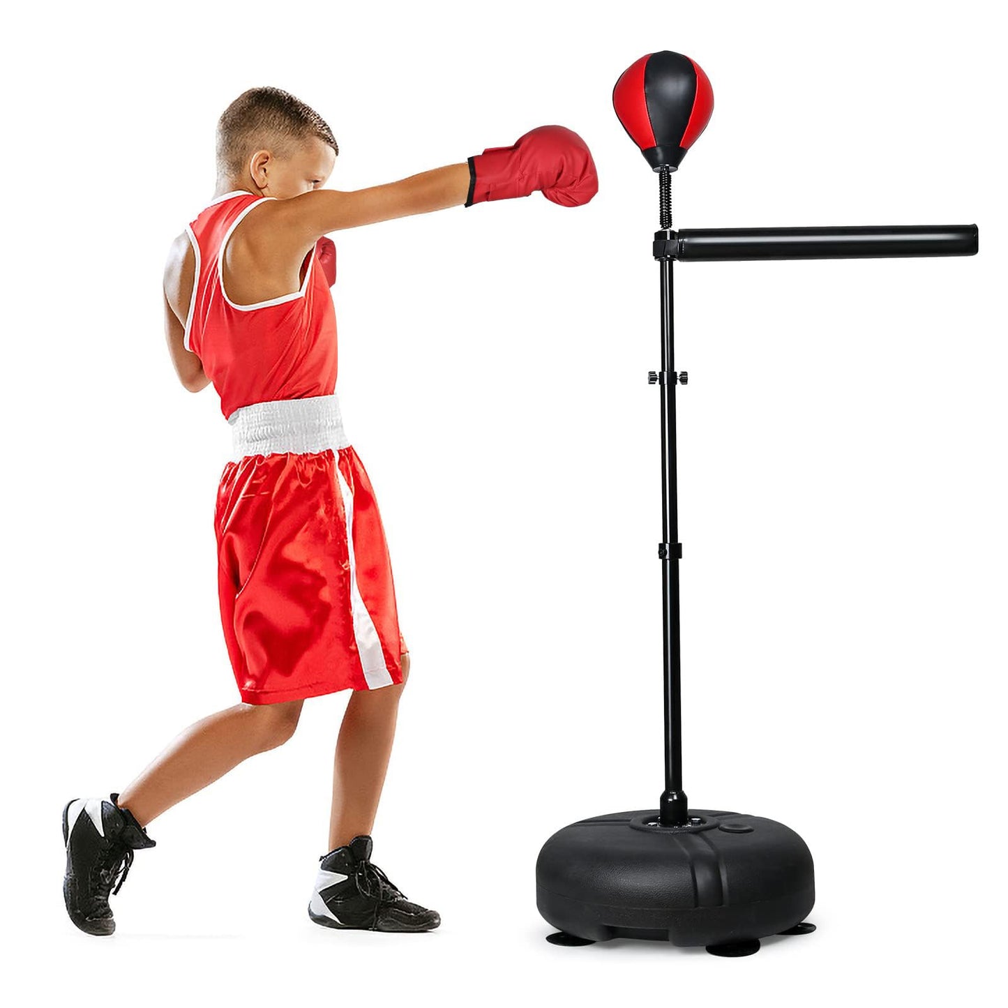 INNOLIFE Boxing Bar with Punching Bag for Kids, Adjustable Height Boxing Spinning Bar, Boxing Speed Trainer Free Standing Reflex Punching Ball Boxing Equipment for 6-12 Years