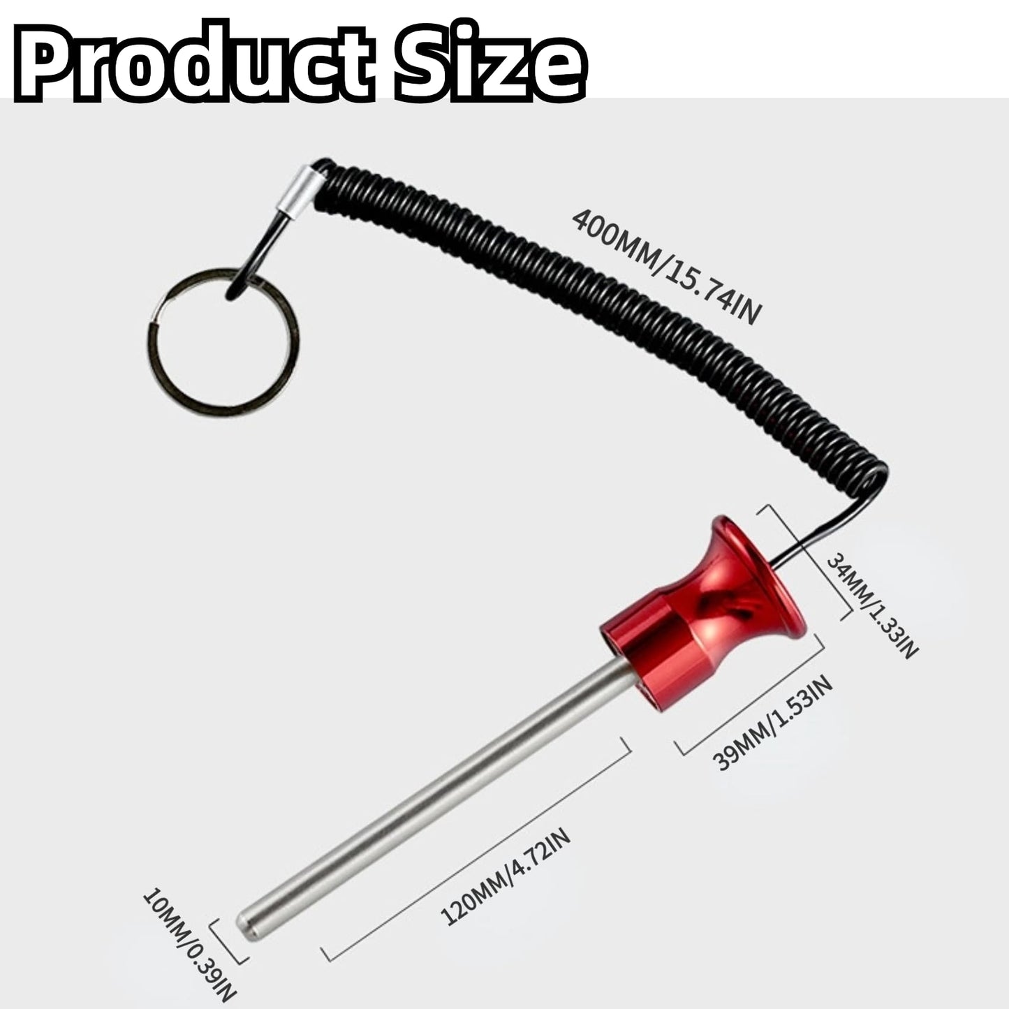 Gueiddi Gym Pin, Universal Aluminum Alloy Weight Stack Pin with Pull Rope for Fitness Equipment Pin Training (Black 10*125mm)