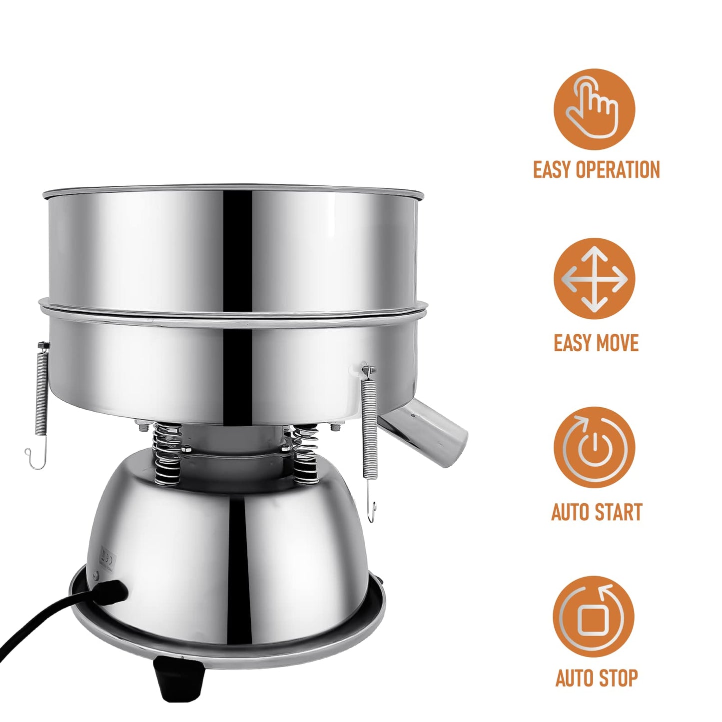 Sidasu Automatic Powder Sifter Machine 10 Mesh 60 Mesh Automatic Sieve Shaker Vibrating Machine 110V Stainless Steel Sieve Shaker Machine with 2 Screens,Sieve Shaker Machine for Flour Powders