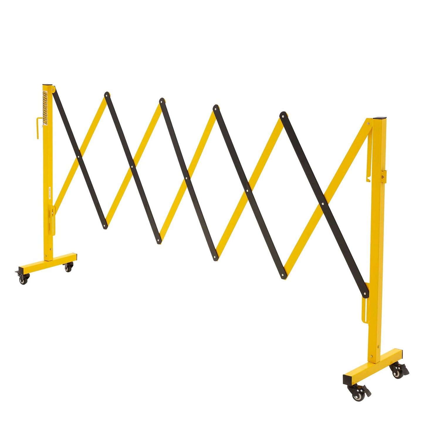 Guardian Expandable Steel Safety Barrier with Locking Wheels, Collapsible Traffic Control Barricade for Parking, Garage, Construction and Outdoor Use