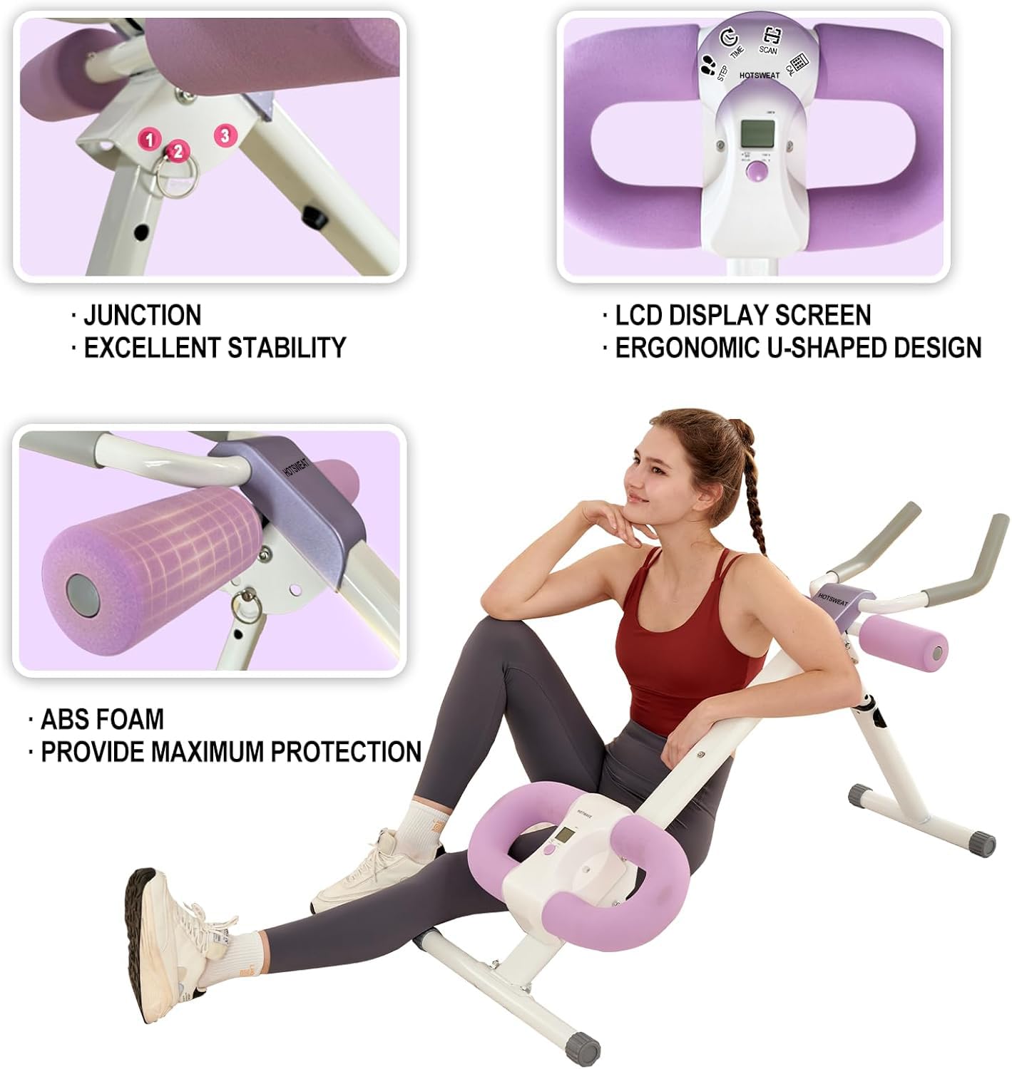 Ab Workout Equipment Abdominal Trainer, Adjustable Ab Machine at Home Gym, Foldable Abdominal Exercise Machine, Core & Ab Trainer Machine for Stomach Workout