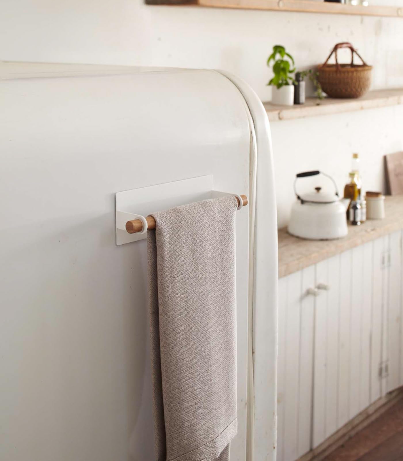 Yamazaki Home Tosca Magnetic Paper Towel Or Dish Towel Holder - Kitchen Storage - Dish Towel - Steel + Wood