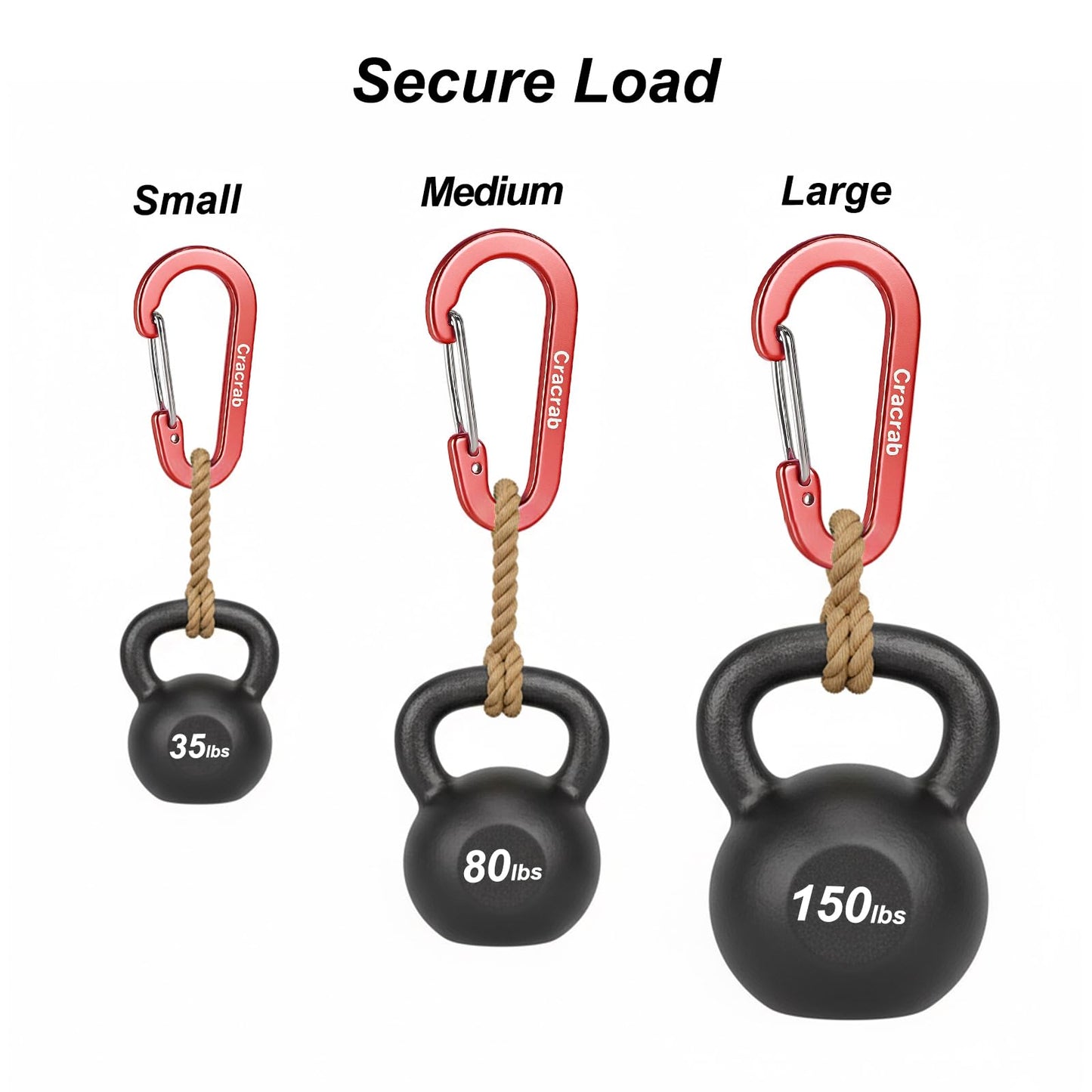 Carabiner Clips Assorted Sizes Pack, Includes Small 2 Inch Carbineers, Medium 2.4" Caribiner, Large 2.8 Inch Caribeaner Heavy Duty, Aluminum Carabiner for Backpack (Black)