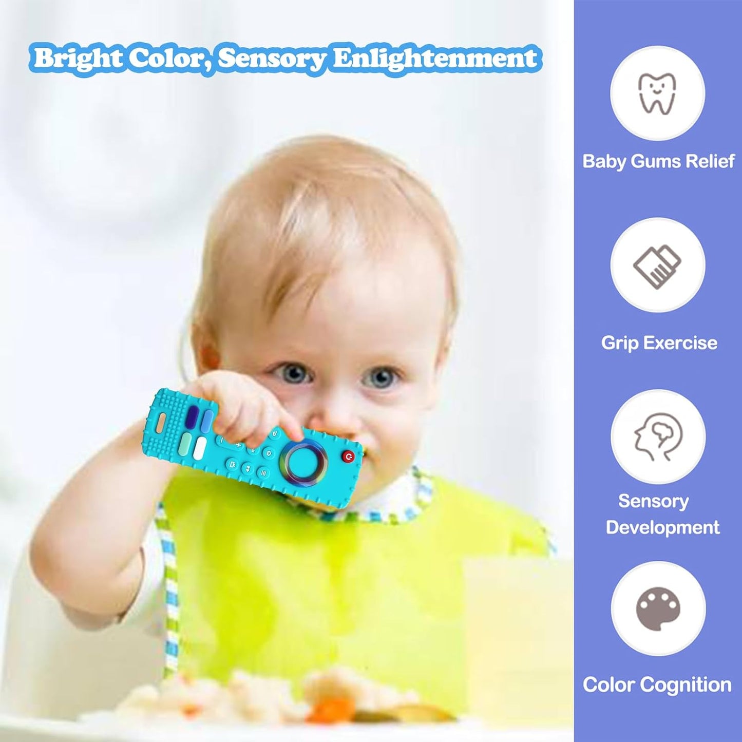 ROBBEAR Baby Teething Toy - Food Grade Silicone Teether in Fire TV Stick Shape | BPA Free, Ideal for 3-18 Months