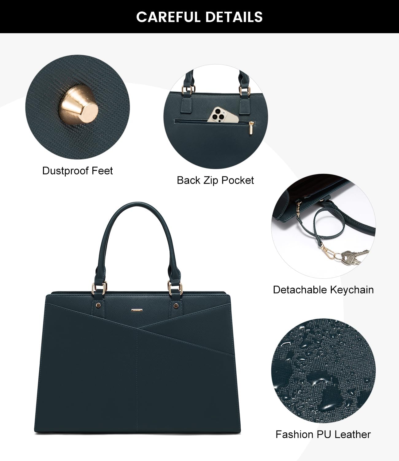 LOVEVOOK 15.6 Inch Laptop Tote Bag for Women, Leather Business Office Work Bag Computer Briefcase with Small Clutch fit