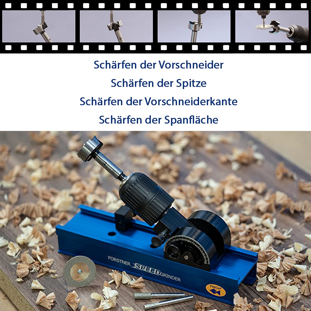 Fisch Forstner Speed Grinder Drill Bit Sharpening Tool for Drill Press Regrinds Forstner Bits & Hinge Boring Bits Made in Austria | FSG-350293