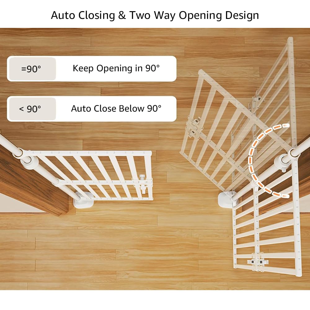 unipaws 86" High Extra Tall Cat Gate, Auto Closing and No Drilling Safety Gate for Doorway Hallway Stairs, Cat Dog Proof, Fit for 35"-38" Wide Opening, Indoor Use, White
