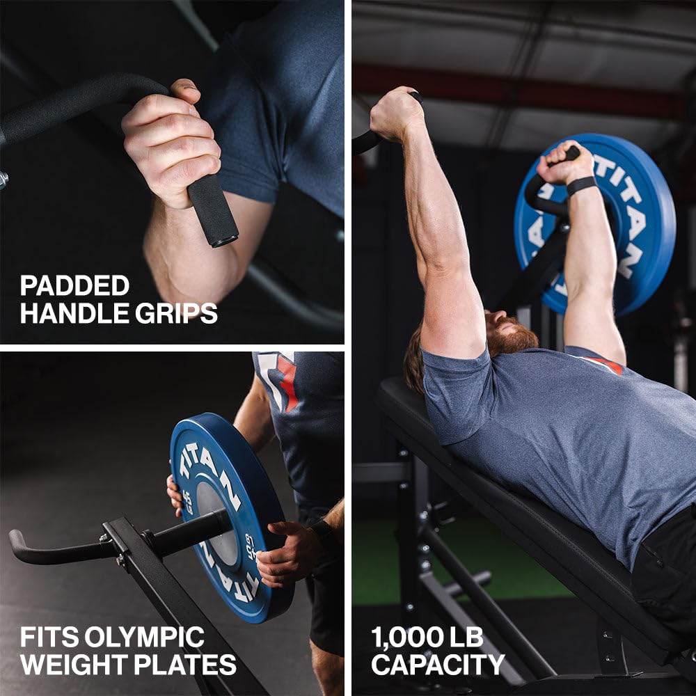 Titan Fitness Plate-Loaded Chest Press Machine with Adjustable FID Bench, 1000 LB Capacity, Converging Lever Arms for Bench Press, Chest & Back Home Gym Equipment