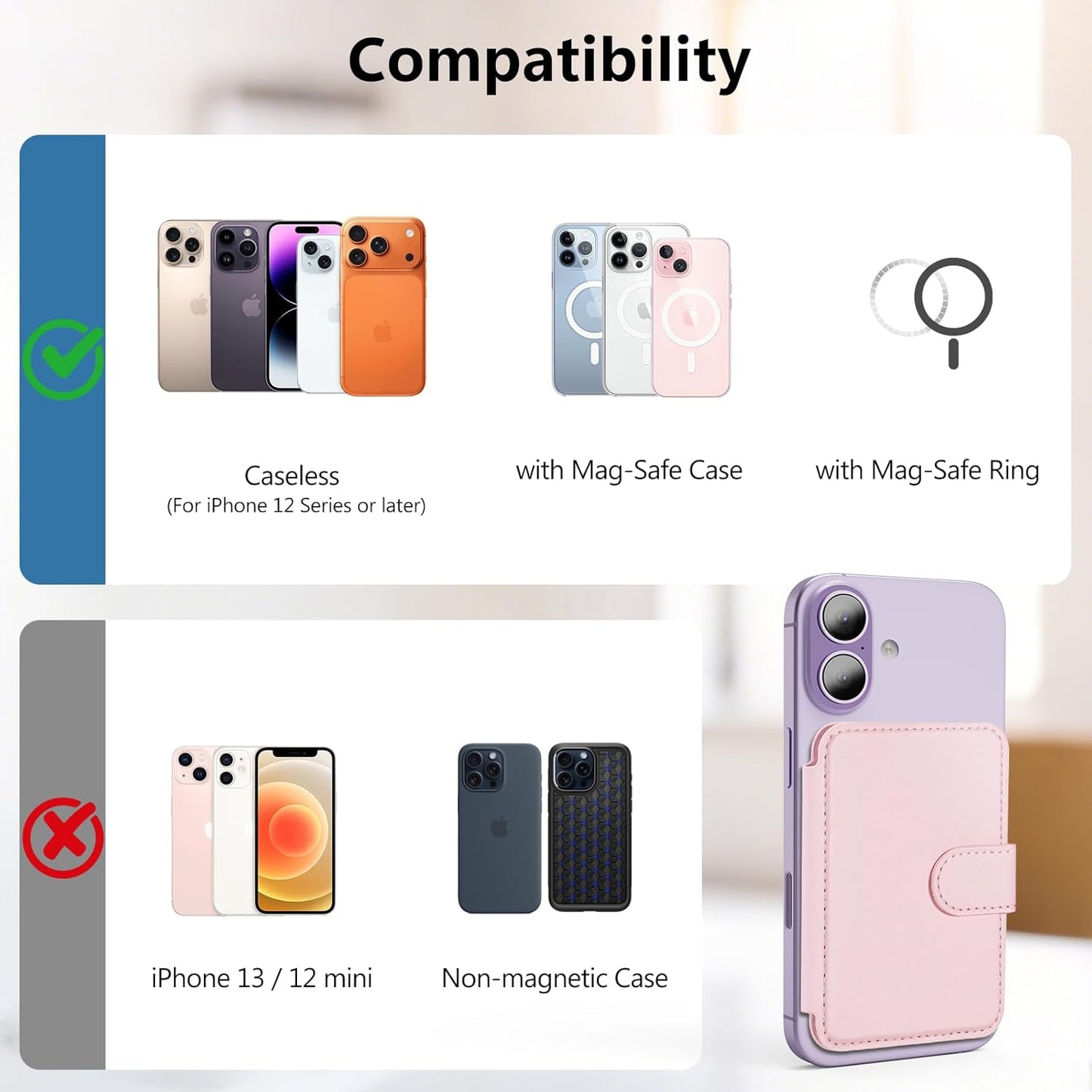 17/17 pro/16/15/14/13/12 4-Card TopMade for MagSafe Wallet, Strongest Magnetic Card Holder for iPhone Series, Holder