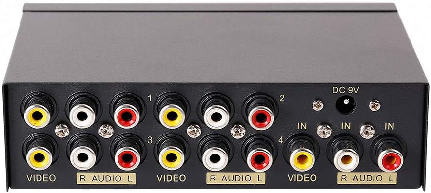 DTECH 4 3 1 4 Powered Way RCA Splitter Box in Out Composite Video Audio Distribution Duplicator with Power Adapter