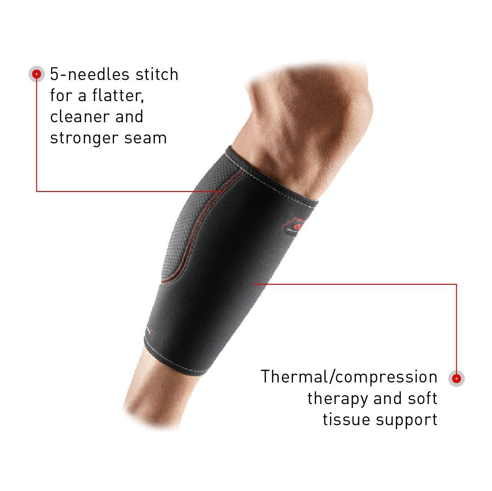 McDavid Calf Compression Sleeve, Light Support for Left or Right Leg, Helps Provide Relief From Pain, Men & Women, Black, Adult L