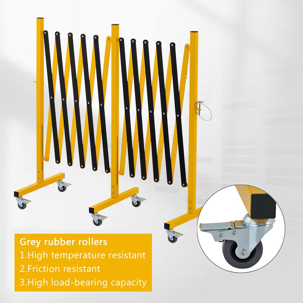 GYMTIME Industrial Expandable Metal Barricade, 16 Feet, Easily Assembled Safety Barrier with Casters, Flexible Mobile Retractable Gate, Adjustable Traffic Fence