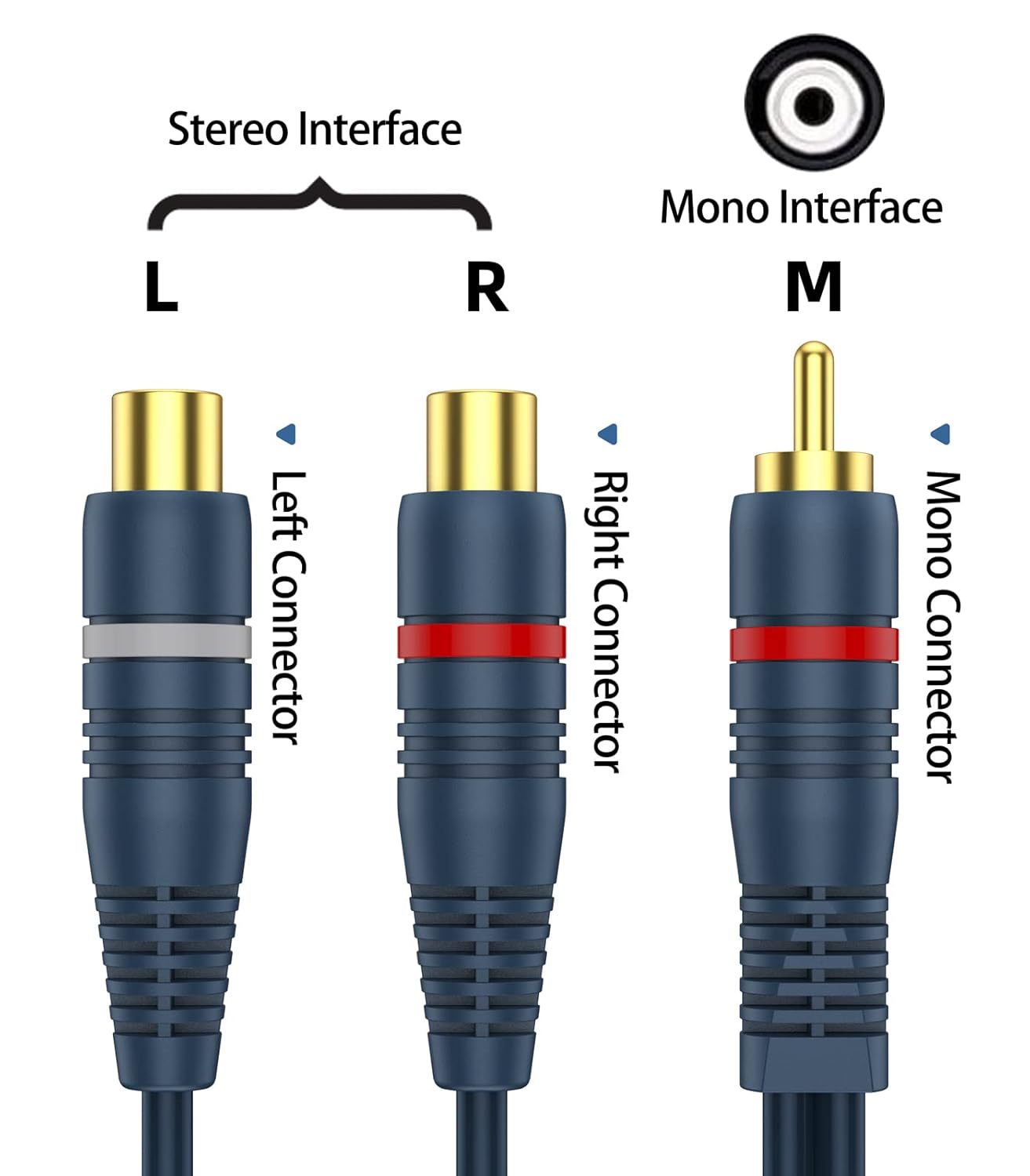 1 2 2 Pack, 0.2m/8inch RCA Splitter Male Female RCA Y Splitter Cable Audio Video Adapter Extension Cord for Subwoofer