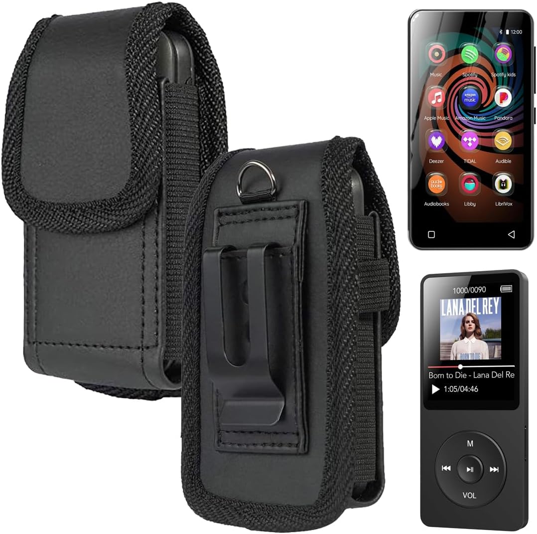Ranyi MP3 B27 A02XT A19 G3 G1 M4S MP3 Player Holster Case, Elastic Vegan Leather Wallet Holster with Belt Loop Clip