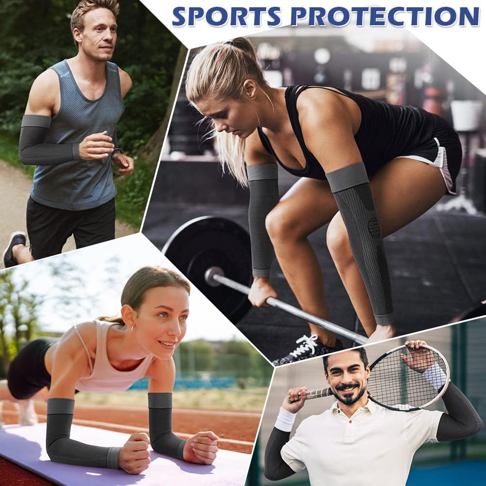 beister Sports Compression Arm Sleeves for Men & Women (Pair), Full Arm Supports Protection, Non-Slip Breathable Arm & Elbow Braces for Arthritis, Lymphedema, Bursitis, Workout
