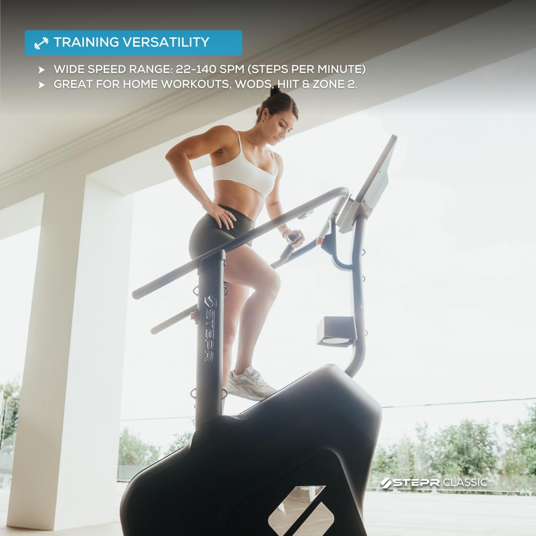 STEPR Classic Commercial Stair Climber Machine – Space-Saving Stairmaster for Home Gym, 8ft Ceiling Friendly, 140 SPM, LED Console & Strength Training Anchor Points
