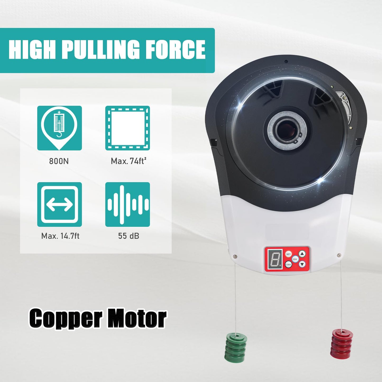 Automatic Roll Up Door Opener,Commerial Garage Roller Door Opener, Powerful 800N Motor Roller Door Opener for Garage Warehouse Store Barn Farm-Not Fit Flap