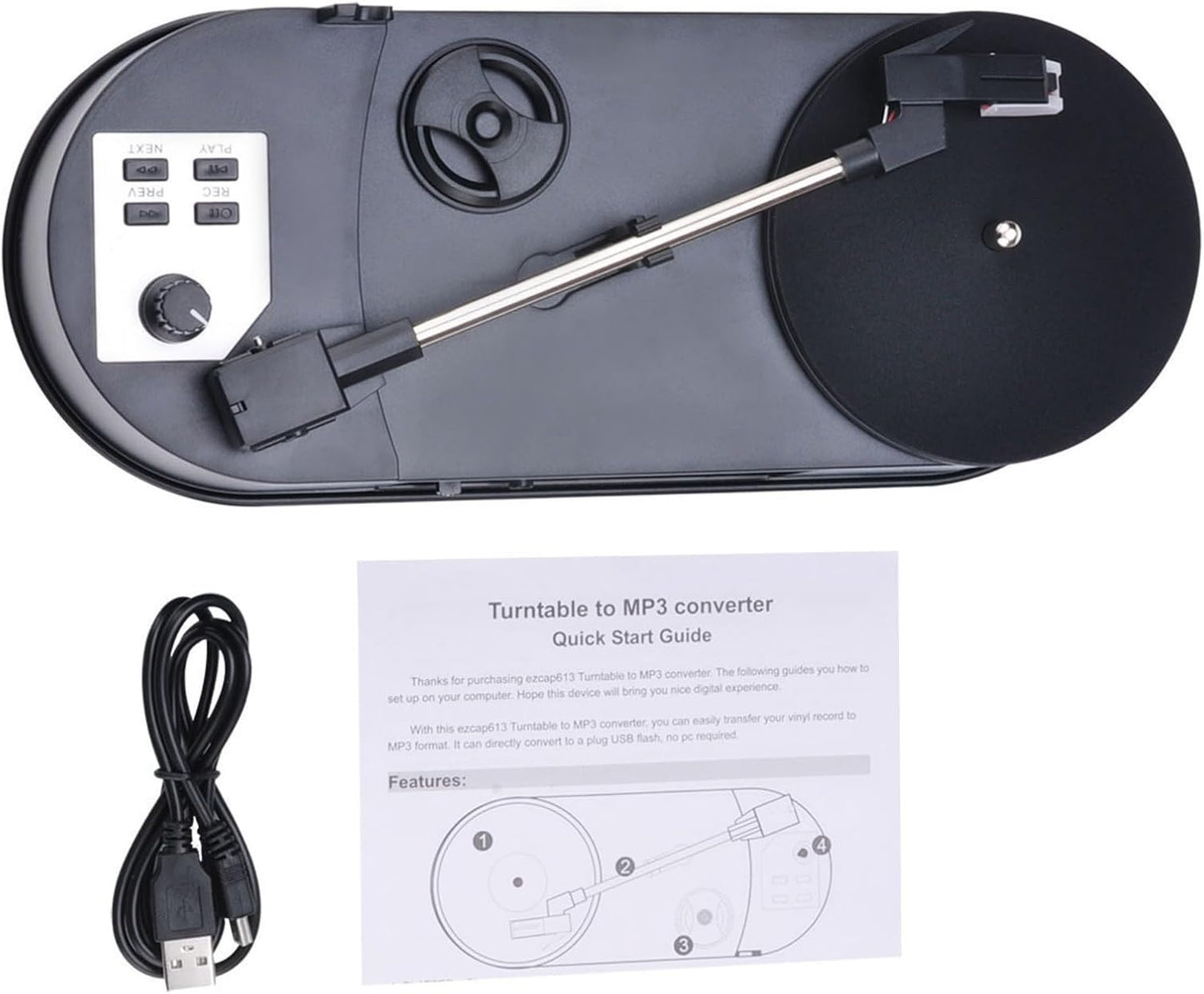 Whoasyst EZCAP613P MP3 33/45RPM Record to Converter with USB Integrated Auditory Speed Music Player