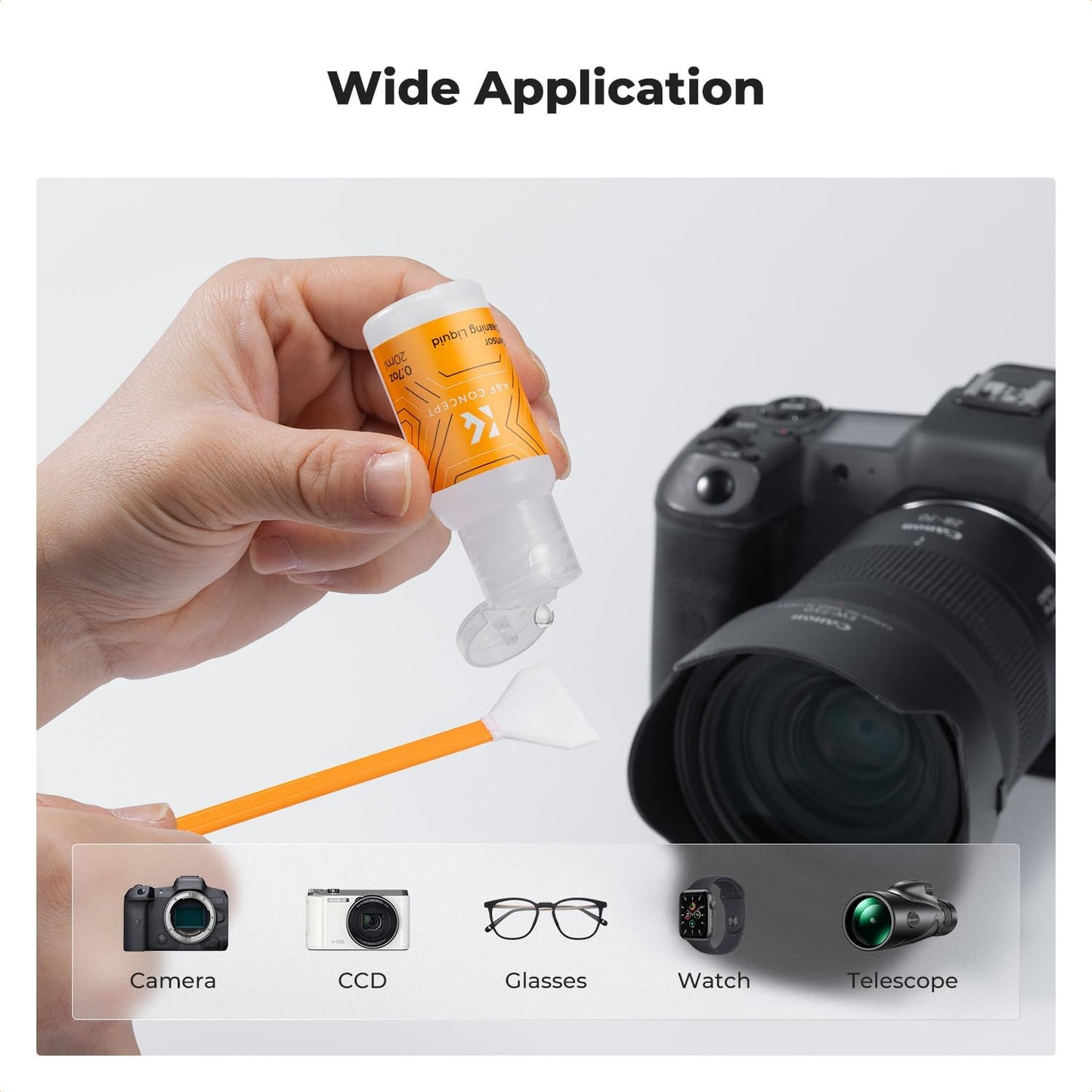 K&F CONCEPT 20ML*2 Non-Flammable Camera Cleaning Solution, Microfiber Lens Cleaner Care Kit, Camera Lens Cleaner