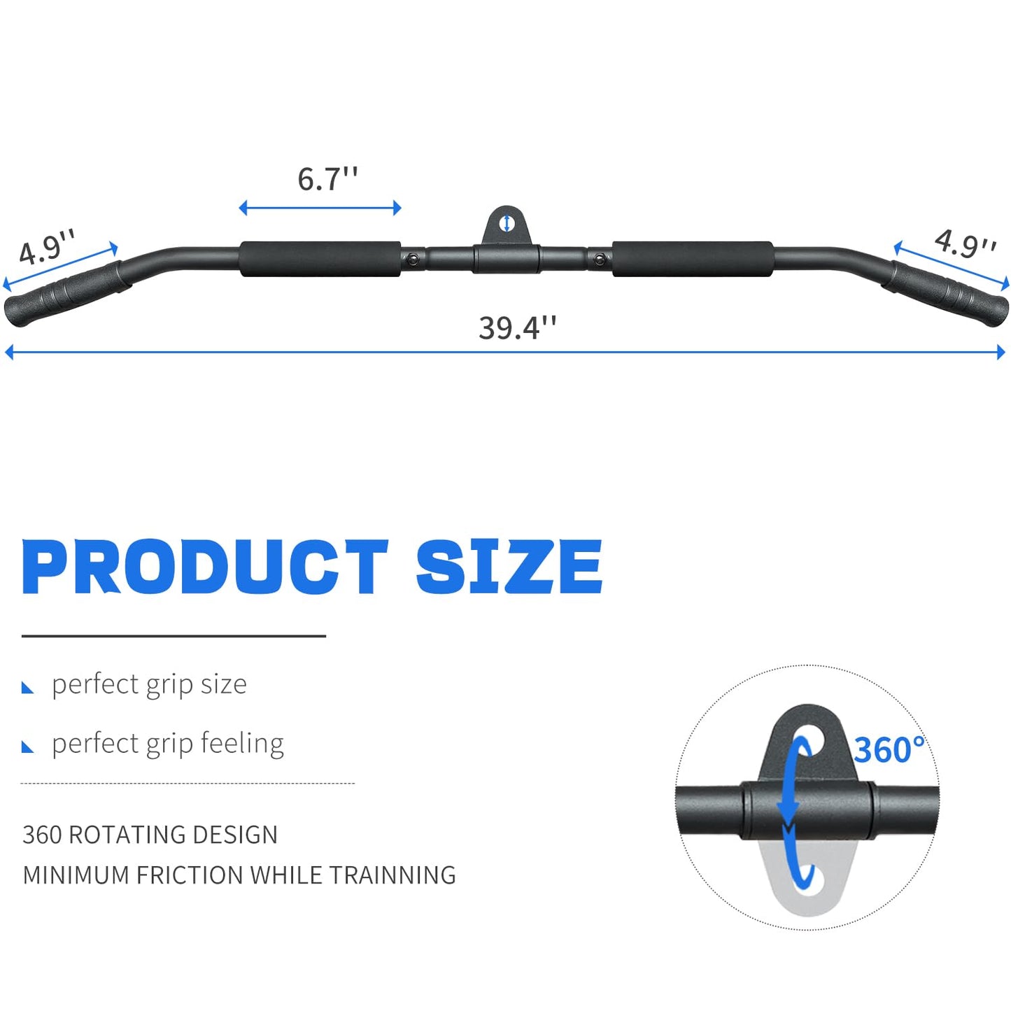 Berufexp Rotating LAT Pull Down Bar 39.4'' LAT Pulldown Attachments for Pulley System Gym Cable Machine LAT Pull Down Machine, LAT Pulldown Bar Cable Machine Attachment Cable Attachments for Gym