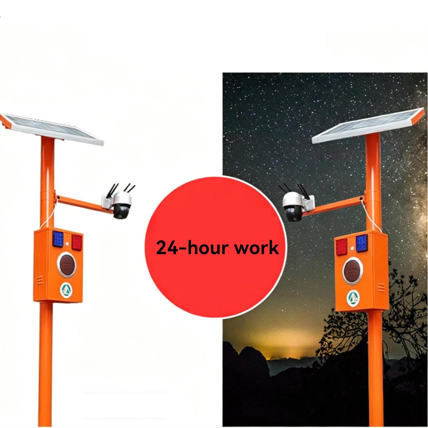Outdoor Solar Fire Warning Voice Prompt Pole, IP65 Waterproof Solar Powered Forest Fire Prevention Speaker, Infrared Motion Induction Automatic Voice Broadcast Device for Wildfire Safety Monitoring