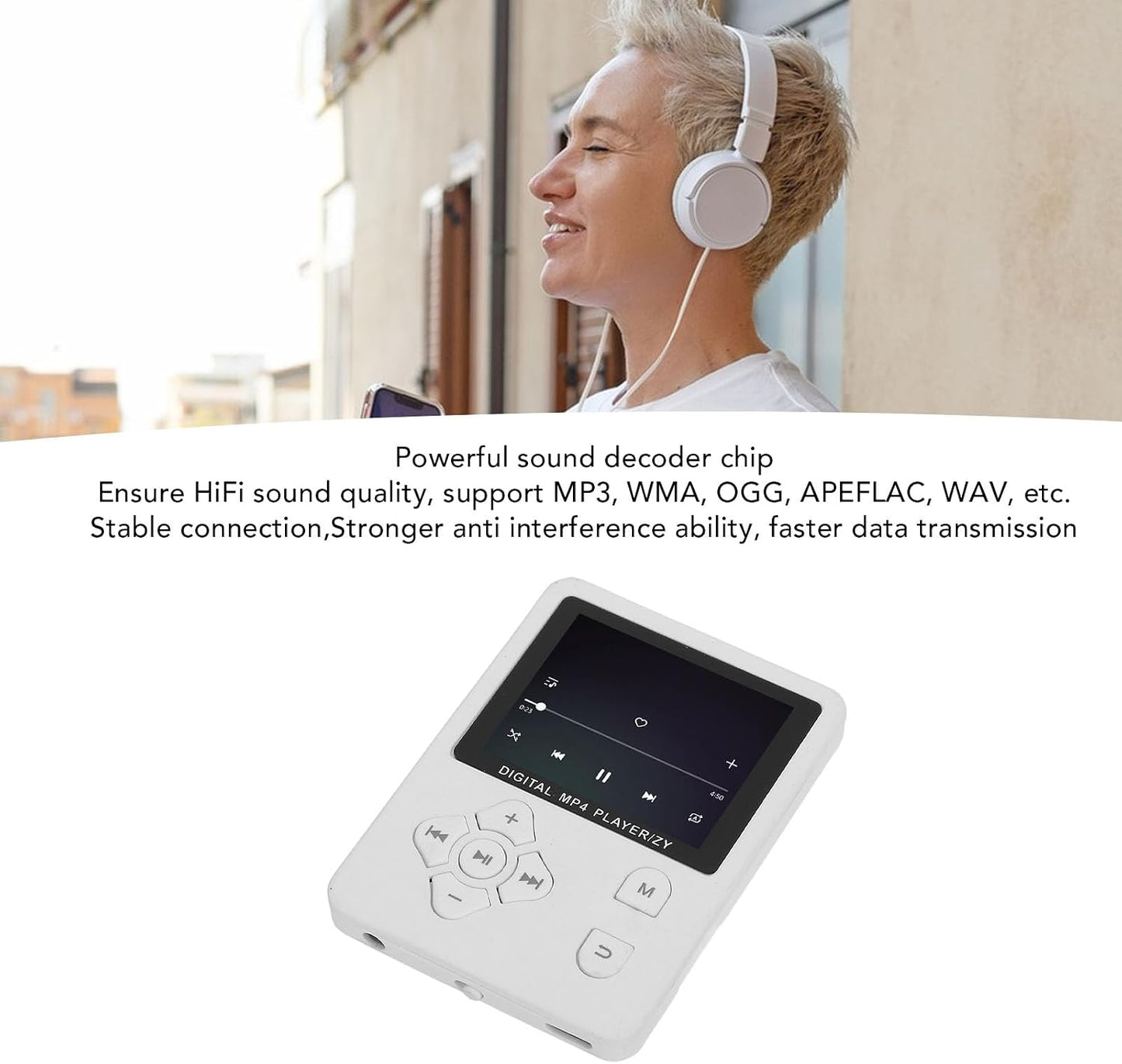 Bewinner MP3 5.0 Player with Bluetooth & SD Card Slot - HiFi Sound Radio Voice Recorder eBook for Sports Running