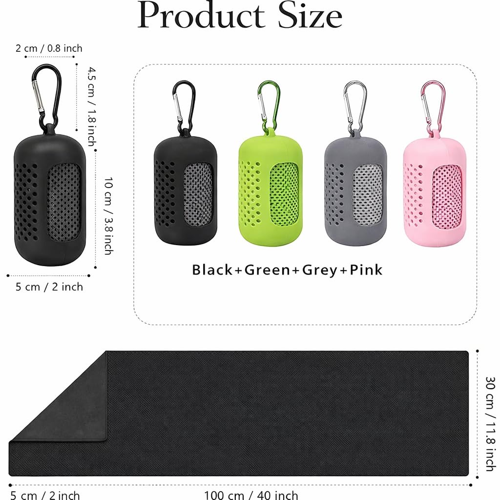 Cooling Towel with Clip Case – Quick-Dry Neck Wrap for Sports, Beach Tote Bags, Gym, Travel & Outdoor Heat