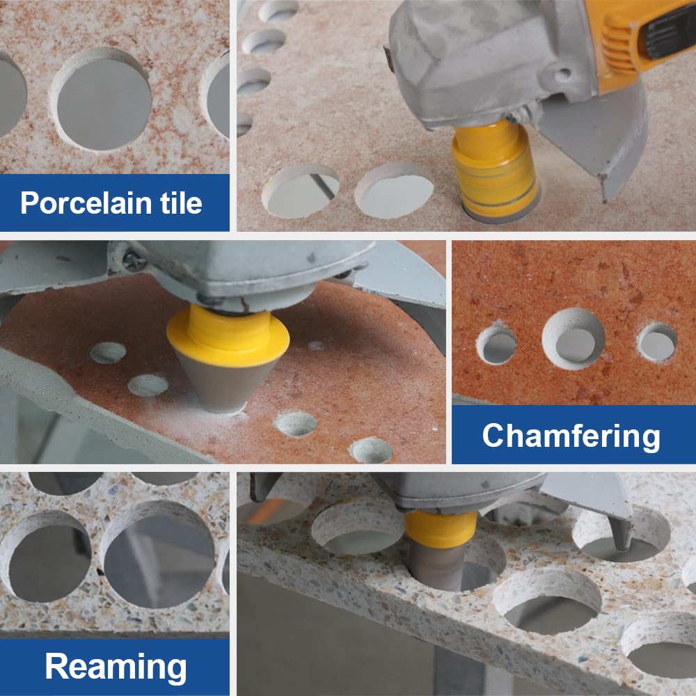 HIGHDRIL Diamond Drill Bits Kit with 5/8-11 for Porcelain Tile Ceramic Marble Brick Concrete Vacuum Brazed Hole Saw(6/8/10/20/35/50/65/100mm+50mm Chamfer Bit+20mm Finger Bit+Adapter)