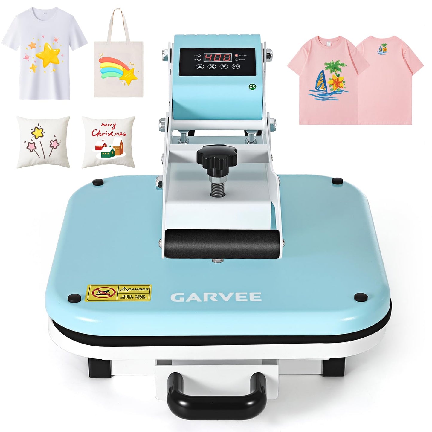 Garvee Heat Press,15x15 Heat Press Machine, Digital Industrial Sublimation Printer for T Shirts, High Pressure Fast Heating Transfer Vinyl Press, Easy to Use,Green