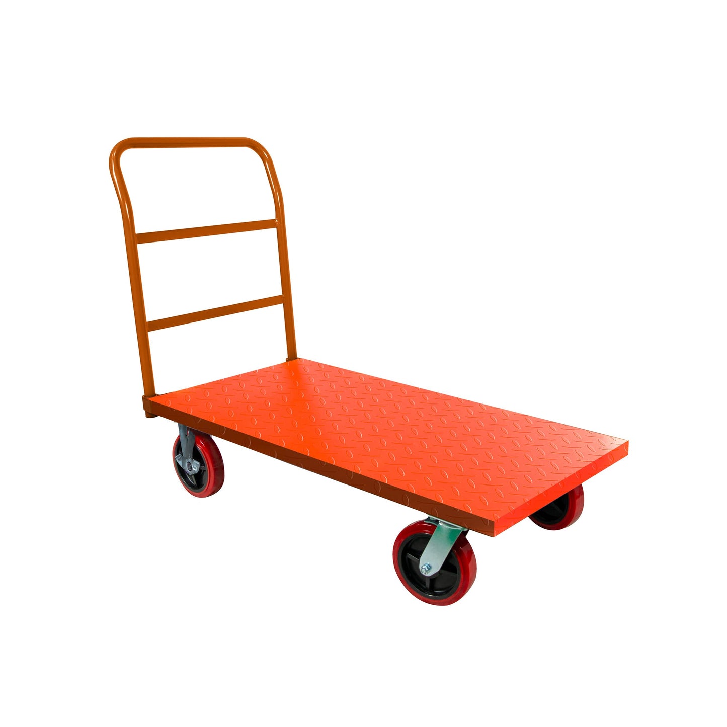 5Seconds Platform Cart Industrial Dolly Cart 3300LB Heavy Duty 60” x 30” Platform Hand Truck Push Cart Super Heavy Duty Diamond Plate Commercial Flatbed Cart 8'' Moving Swivel Wheels (Orange)