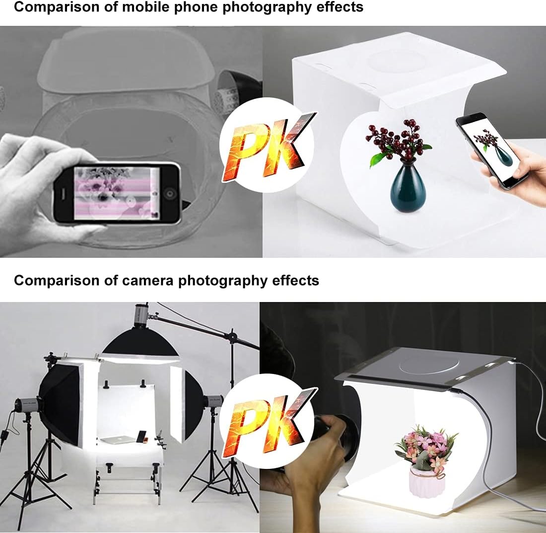 DEPTHLAN 10" 2 -40pcs 6 (10 inch Photo Light Box Portable Folding Photography Light Tent kit with Light Bar LED Light