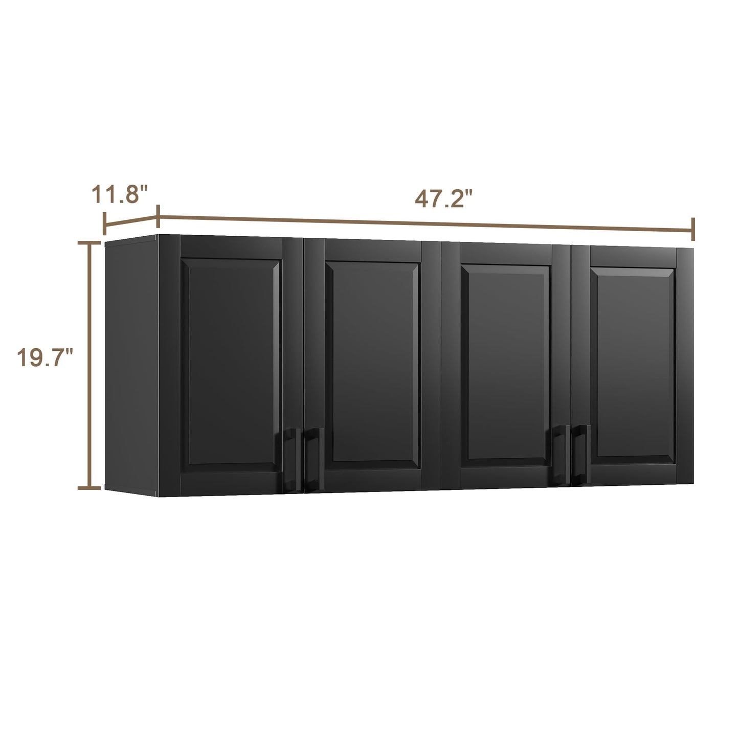 ChooChoo Laundry Room Cabinets, 4 Doors Wall Mounted Storage Cabinet, Kitchen Wall Storage, Bathroom Wall Cabinet, Black