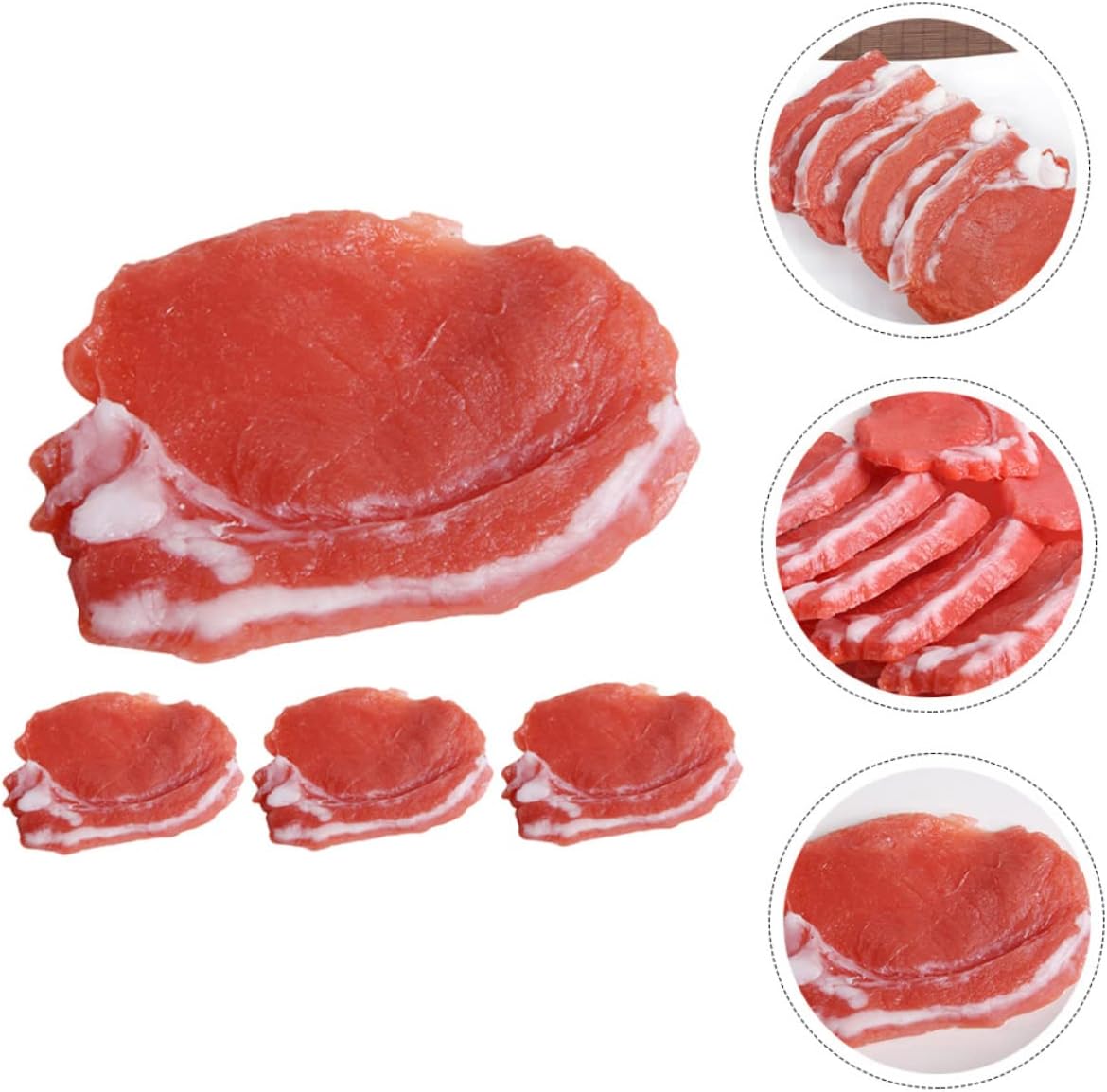 Set 4 of Realistic Resin Pork Slice Models for Display