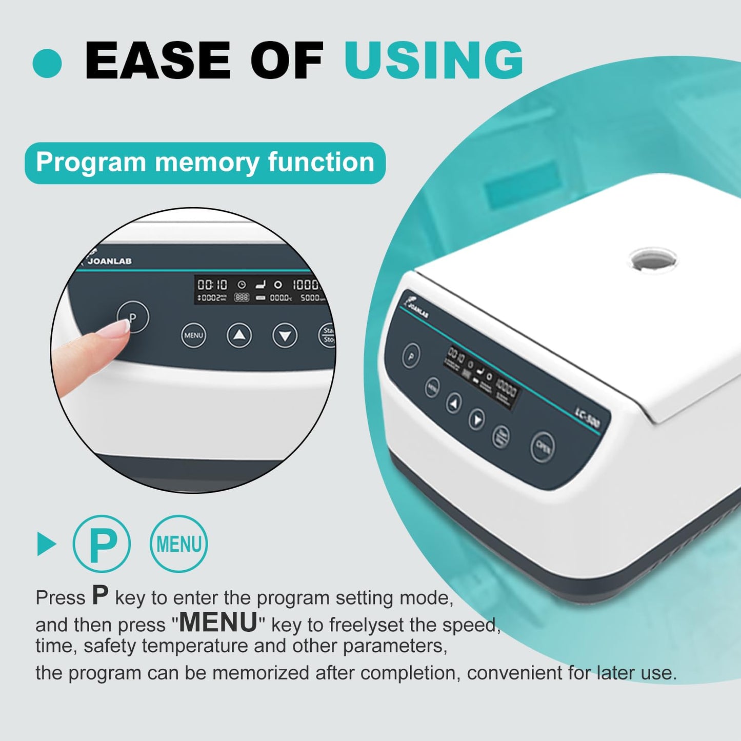 JOANLAB Digital Lab Centrifuge Machine 2ml/5ml/10ml/15ml/50ml x 6,Low Speed 500-4000rpm,2146xg RCF Lab Benchtop Centrifuges w/Time