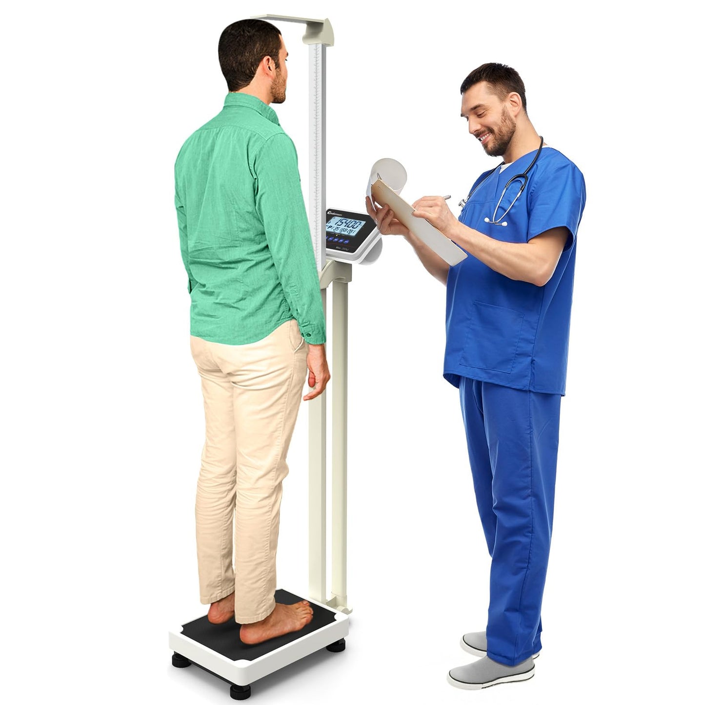 Adamson M1 Medical Scale, 440 lb/ 200 kg Capacity, BMI with Weight and Height, Professional Digital Scale for Body Weight, Home, Hospital, & Physicians, Heavy Duty - White