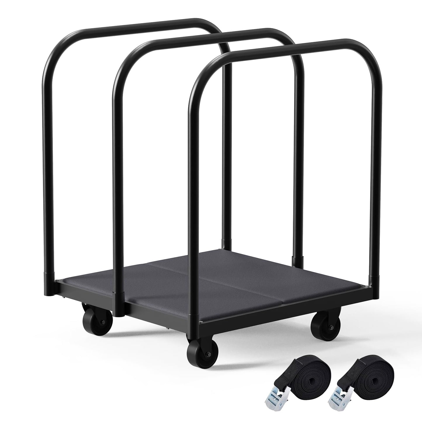 3 Pole Soft Platform Folding Table Cart-Soft Flatbed Panel Cart with 4Inch Swivel Caster 8PCS Folding Table Storage Capacity Soft Platform Truck with 2PCS Straps to Store&Move Lumber,Plywood,Box