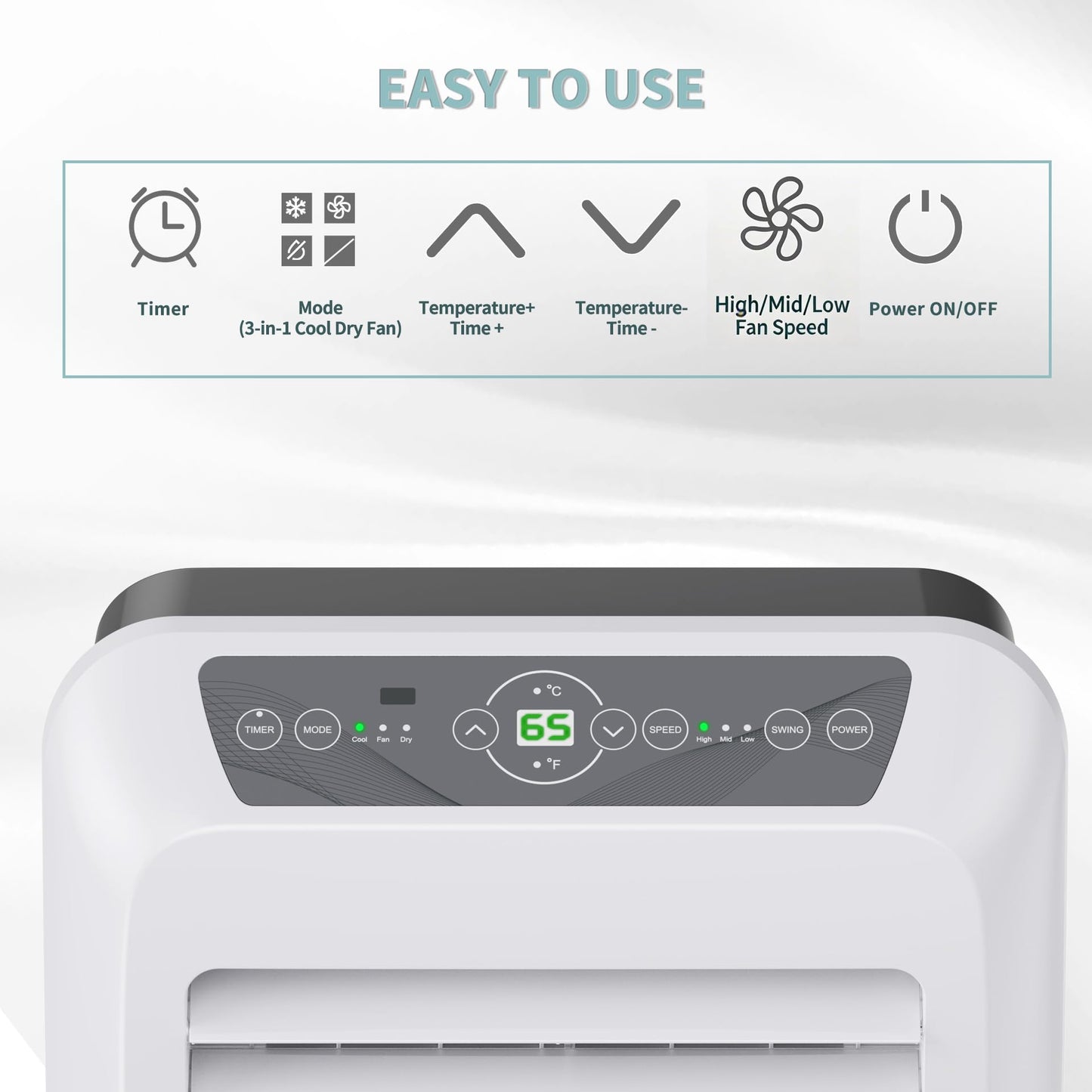 Shinco 10,000 BTU Portable Air Conditioner - 3-in-1 Cool/Dehumidifier/Fan for Rooms Up to 400 sq.ft, Remote Control & 24H Timer, Compact AC Unit for Bedroom/Office
