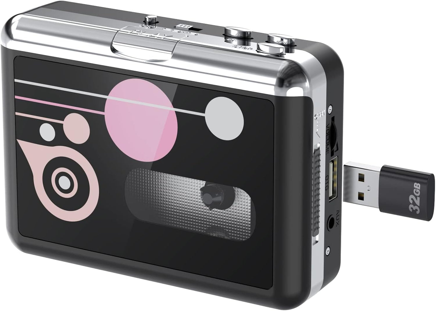 Cassette Cassette MP3 Cassette Portable Player, USB to Converter, Audio Music to Digital Converter with Headphones, No