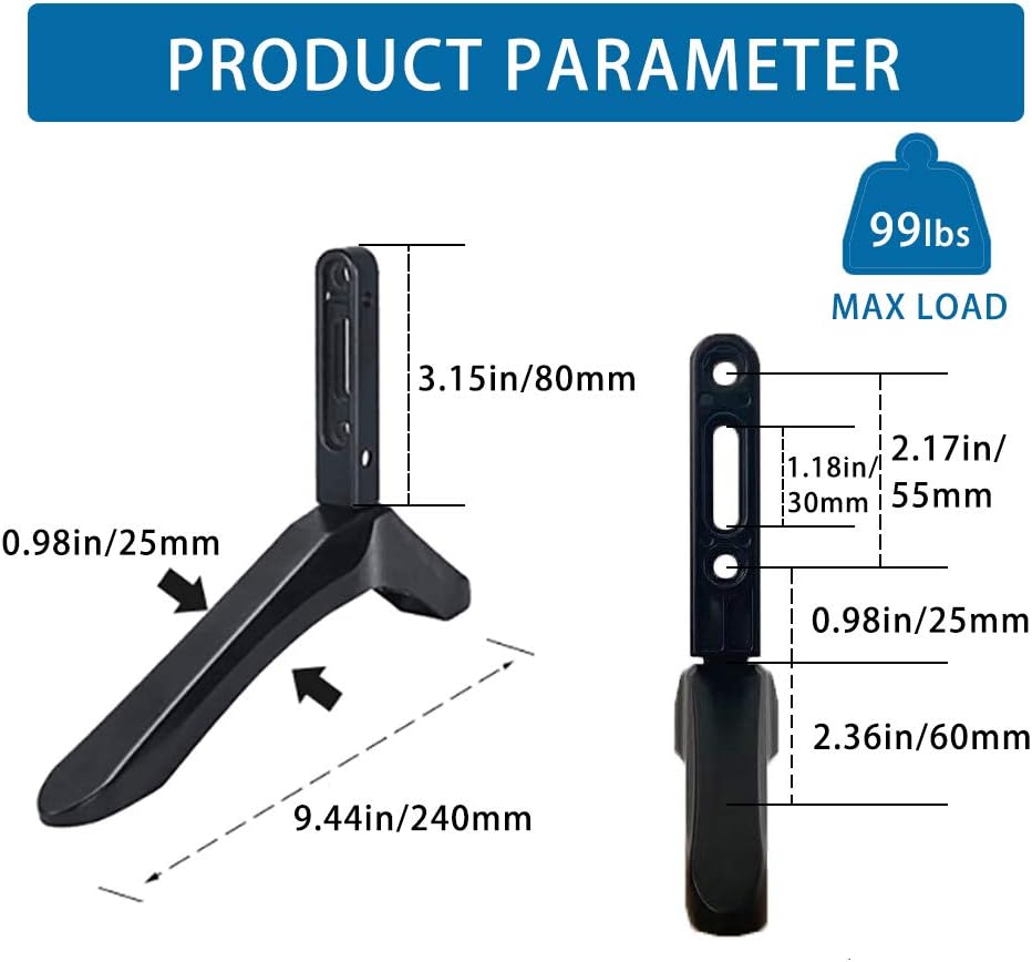 Drsn 99Lbs 2.16"/5.5cm 1.77"/4.5cm TV Pedestal Stand Mount Legs with Weight Capacity, Compatible with & Mounting Hole