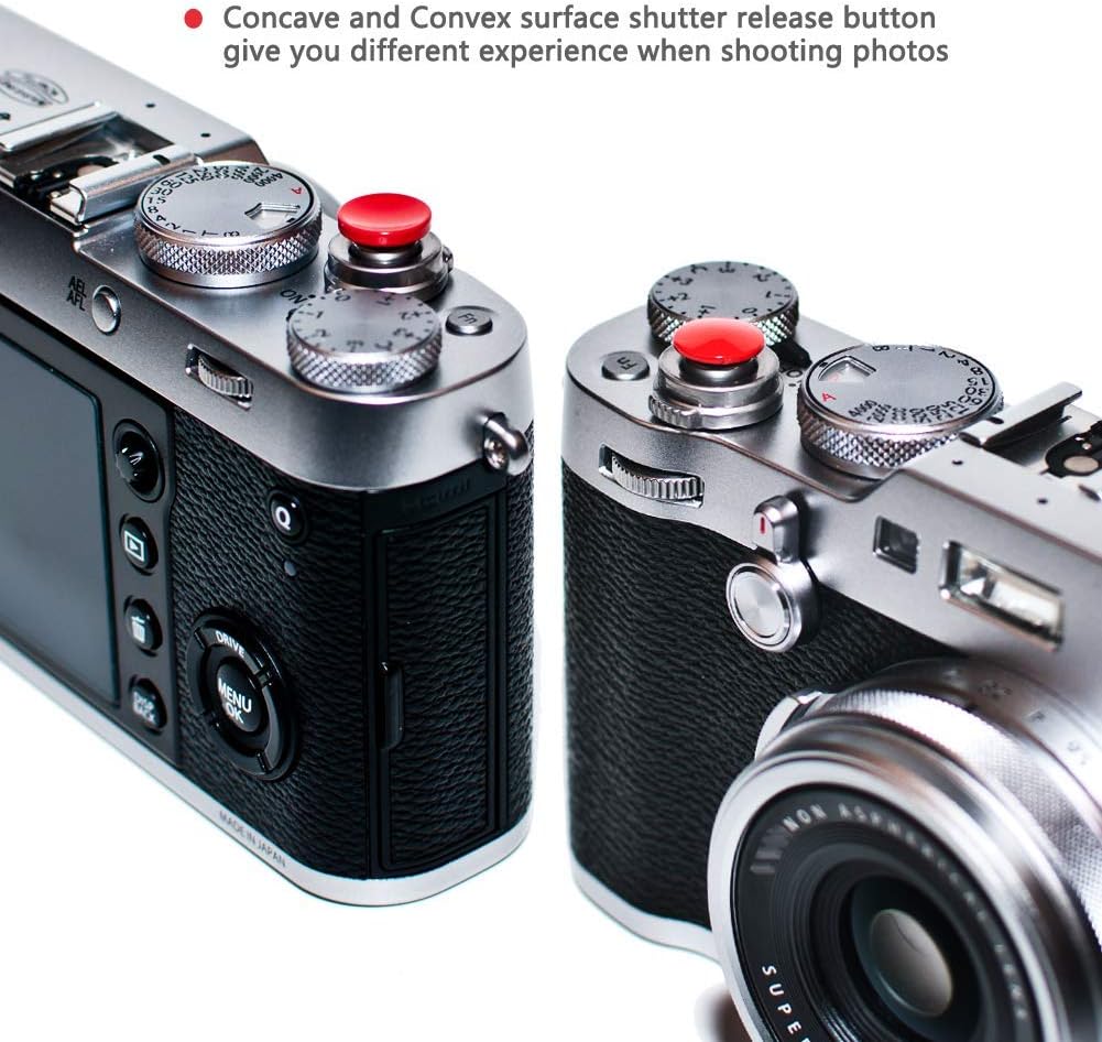 11mm 10mm Surface(2 Pack) VKO Red Metal Soft Shutter Release Button,Delicate Camera Shutter Button Concave Convex