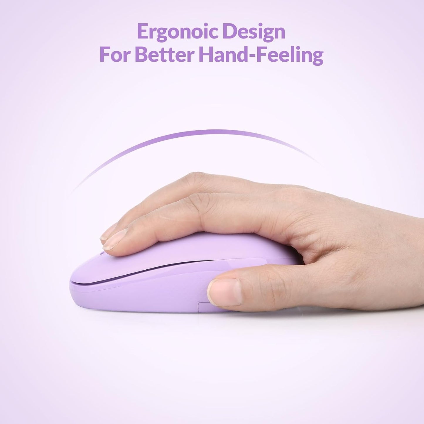 Rii RM700 2.4G Wireless Mouse Silent Mouse with USB Nano Receiver for Laptop,PC,Mac,Chromebook,Windows (Purple)