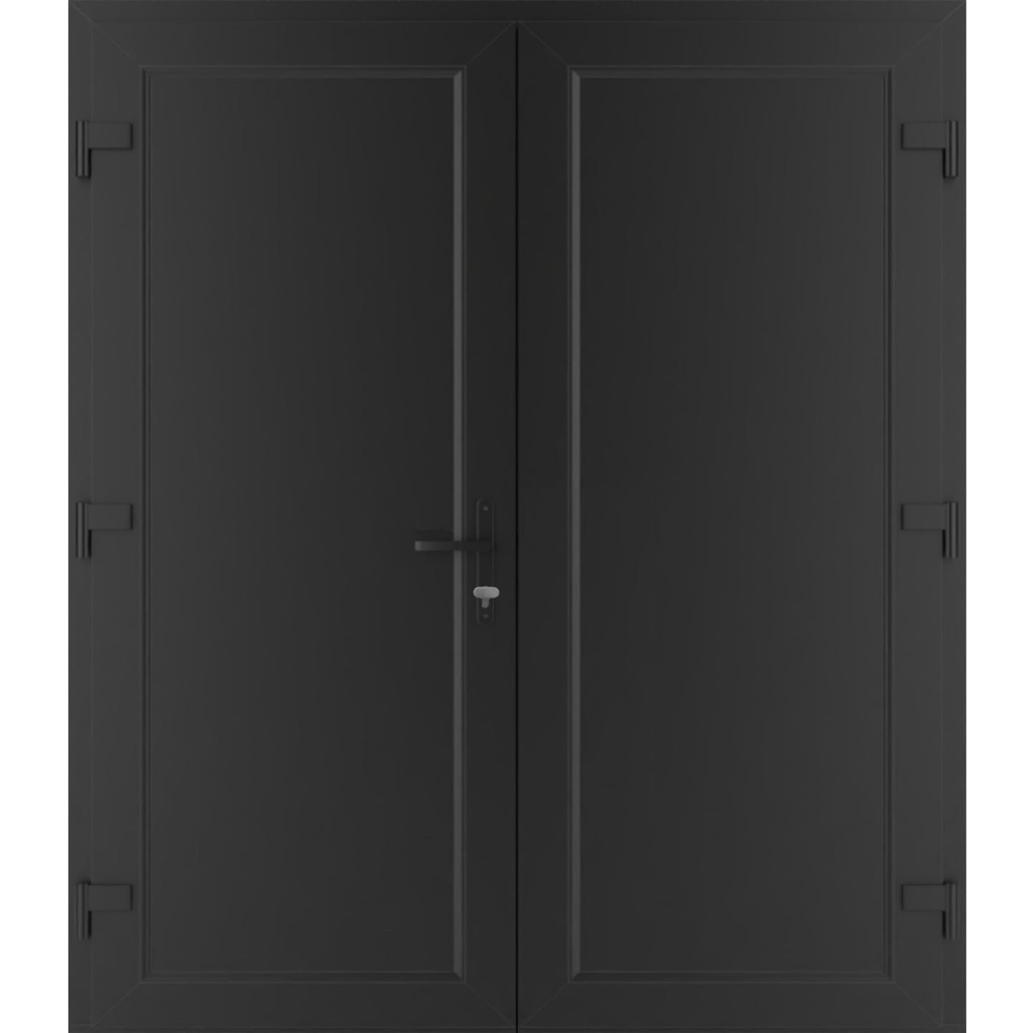 VDOMDOORS Front Exterior Prehung Metal-Plastic Double Doors/MANUX 8111 Matte Black/Residential Doors Entrance Patio Garage 72 x 80